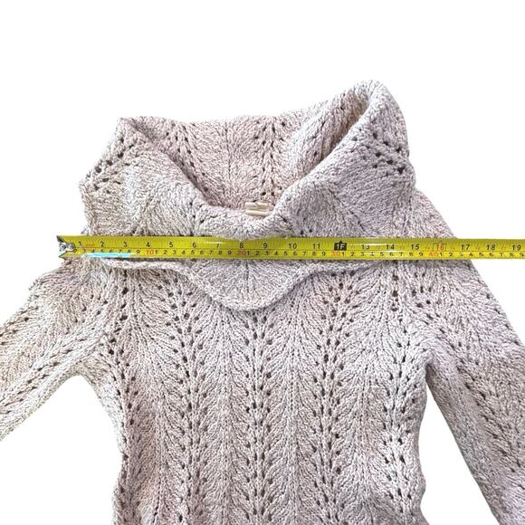 Anthropologie Yellow Bird Crochet Knit Cowl Neck Sweater Small BOHO Cottagecore - Picture 12 of 16